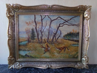 Krásný obraz - Lišky na lovu 49x68 cm.