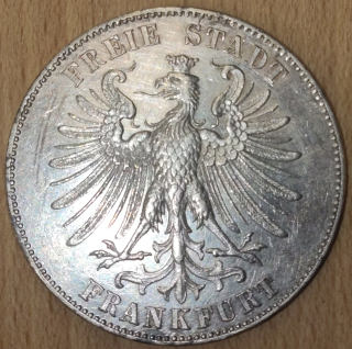 Německý státní tolar 1859 Frankfurtská stříbrná mince