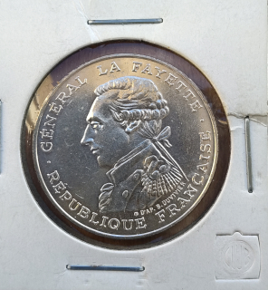 Stříbrný 100 Frank 1987 - Generál La Fayette 15,01 g   