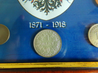 Nádherná kolekce TOP MINCÍ 1871-1918 se stříbrnou 1 markou v rámečku !